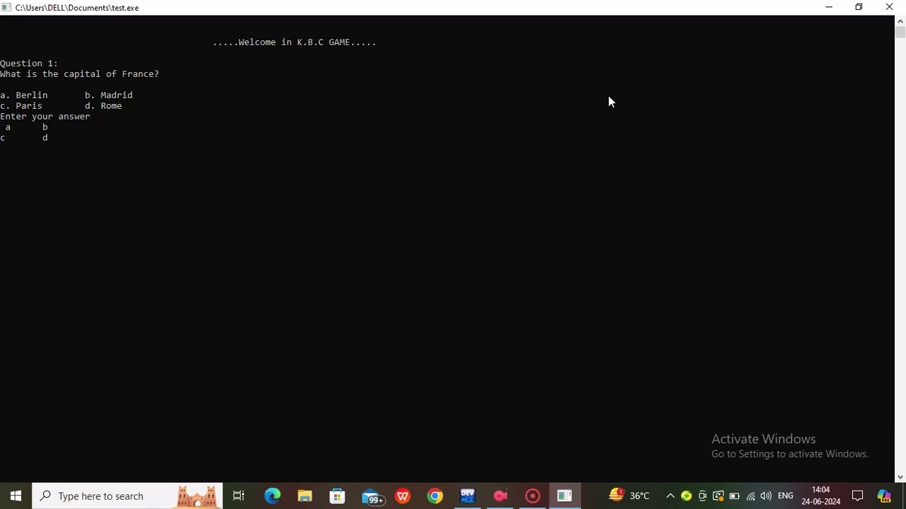 WRITE A PROGRAM TO CREATE K.B.C QUIZ GAME USING C LANGUAGE