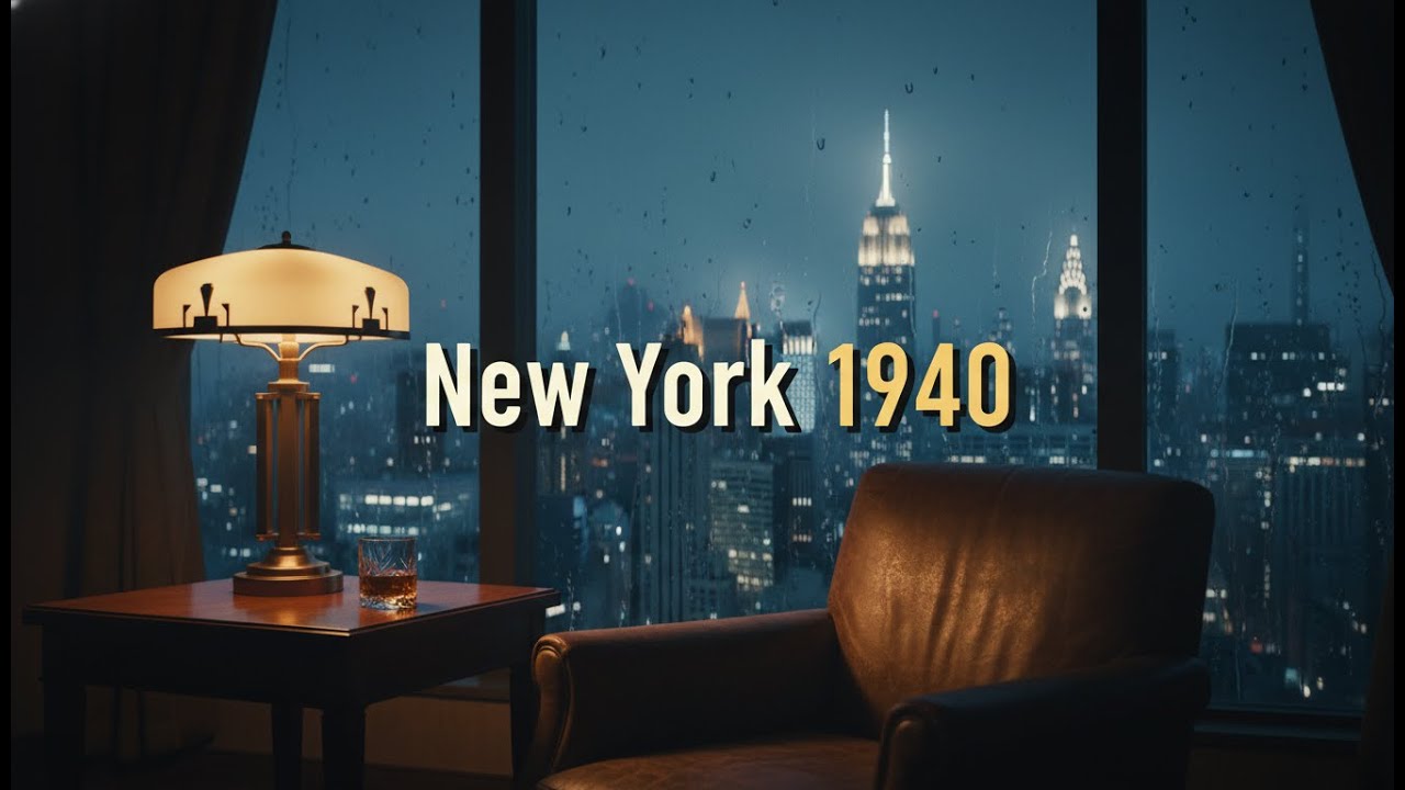 1940s Classic Jazz 🌧️ Elegant City Night Ambience | Old Money Aesthetic for Deep Sleep & Focus
