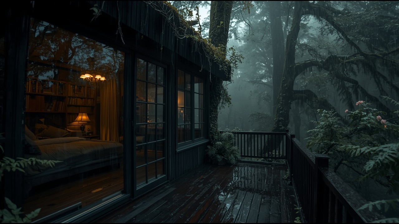 Heavy Rain Sounds on Leaves - Forest in Nature for Anxiety Relief