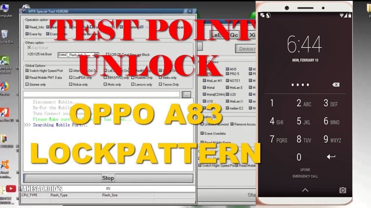 Remove lockpattern (pola,pin,sandi) oppo A83 cph1729 new patch 2019 with MRT | FIX preloader driver