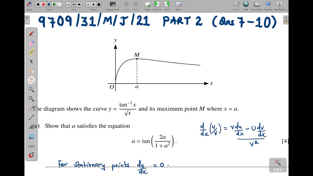 9709/32/M/J/21 - PART 2 (QNS 7 - 10) | A LEVEL PURE MATHEMATICS 3 PAPER 32 MAY/JUNE 2021
