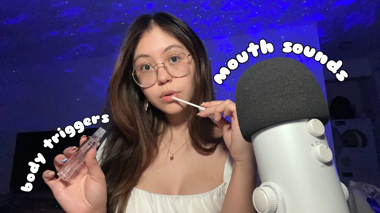 ASMR Upclose Mouth Sounds, Inaudible Whispering & Rambles, and Body Triggers