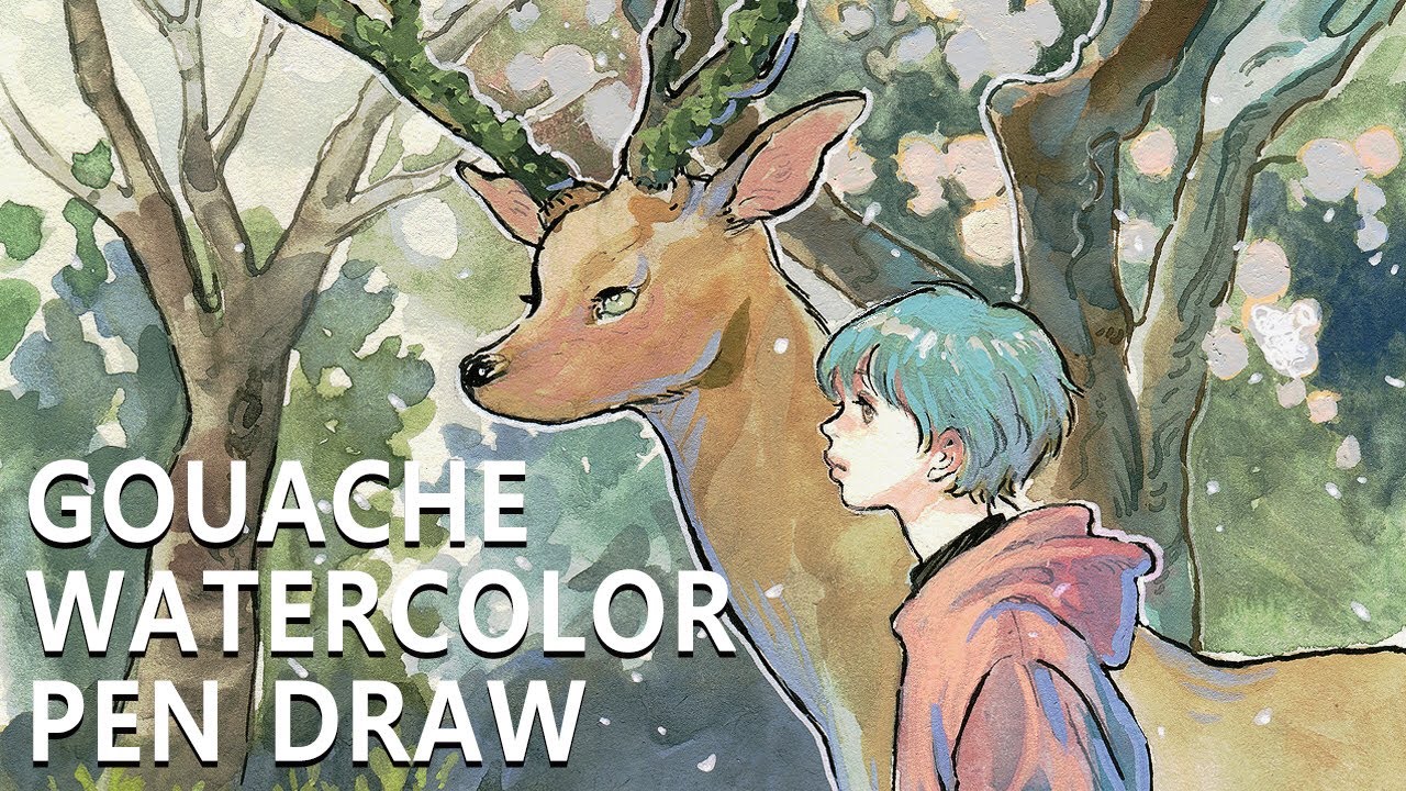 봄날, 벚꽃 그리고 그림 ( water color / gouache / with 달수 )