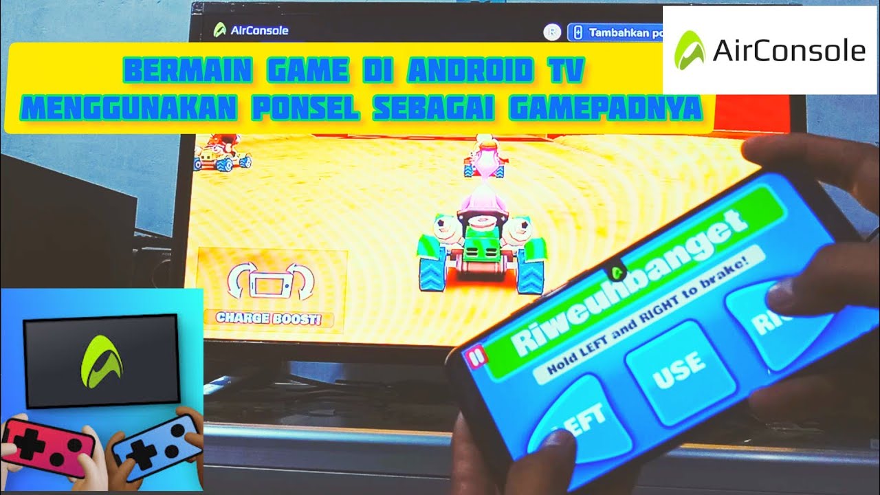 bermain game multiplayer di android tv menggunakan ponsel sebagai gamepadnya #gamepad #airconsole