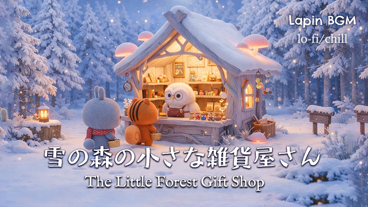 雪の森の小さな雑貨屋さん｜lo-fi/chill【作業・勉強用BGM】30分/The Little Forest Gift Shop/ラパンと森の動物たち/ふくろうのお店/かわいい