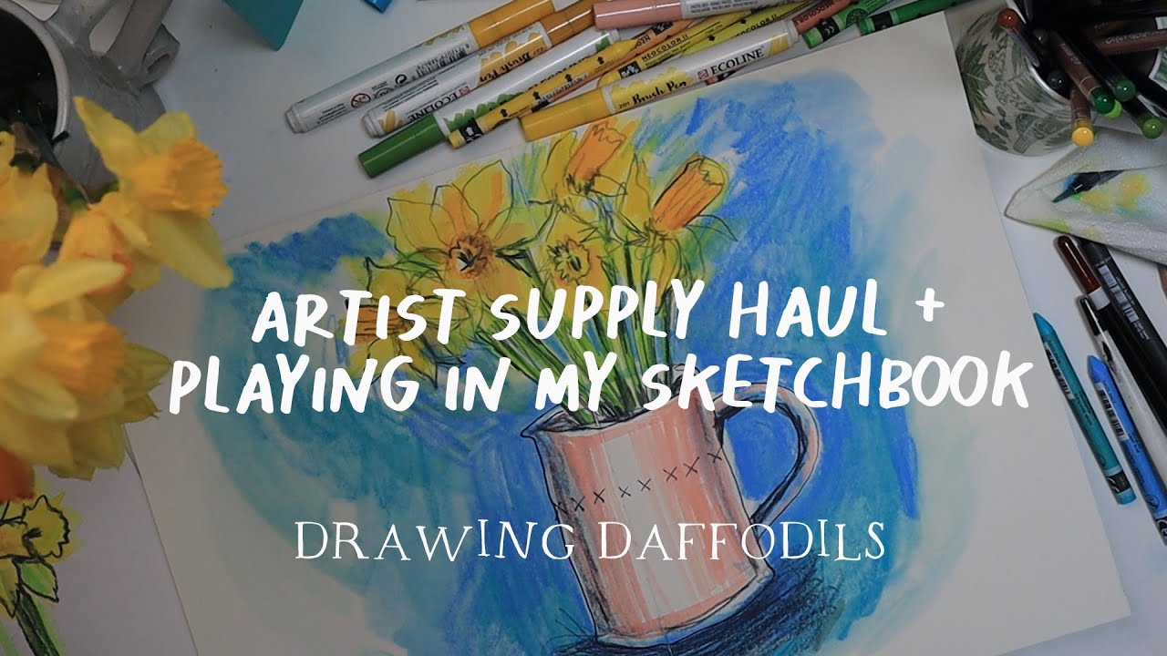 ART SUPPLY HAUL | testing my NEW sketchbook | Drawing Daffodils
