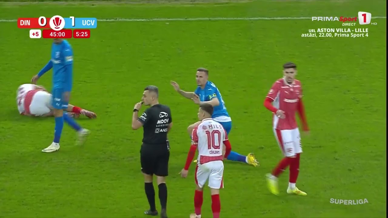 REZUMAT: Dinamo - Univ. Craiova 0-1. Oltenii au rezistat cu om în minus. Dinamo, 5 EŞECURI la rând