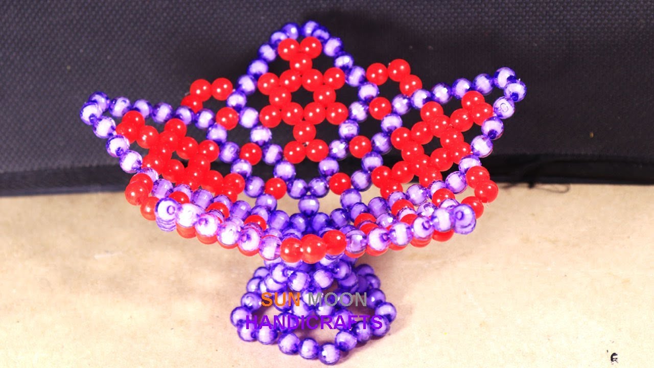 পুতির ঝুড়ি/ How to make beaded fruit basket/ Unique flower basket/ beaded easy basket