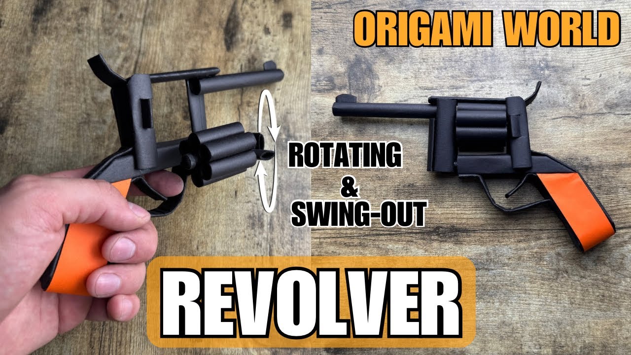 REALISTIC ORIGAMI REVOLVER WITH ROTATING & SWING-OUT CYLINDER | FULL TUTORIAL