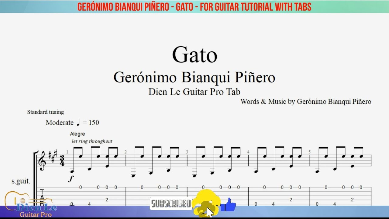 Gerónimo Bianqui Piñero - Gato - For Guitar Tutorial with TABs