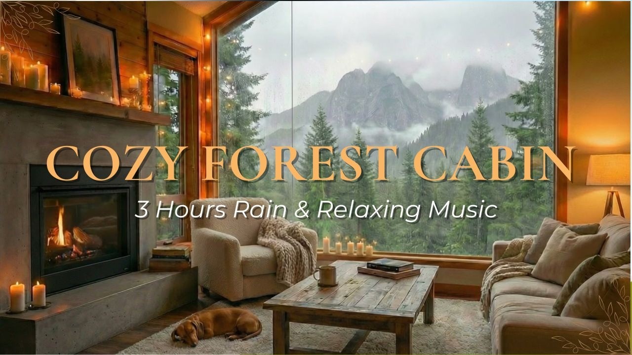 Cozy Forest Cabin 🌲 3 Hours Soft Ambience with Fireplace & Calming Music