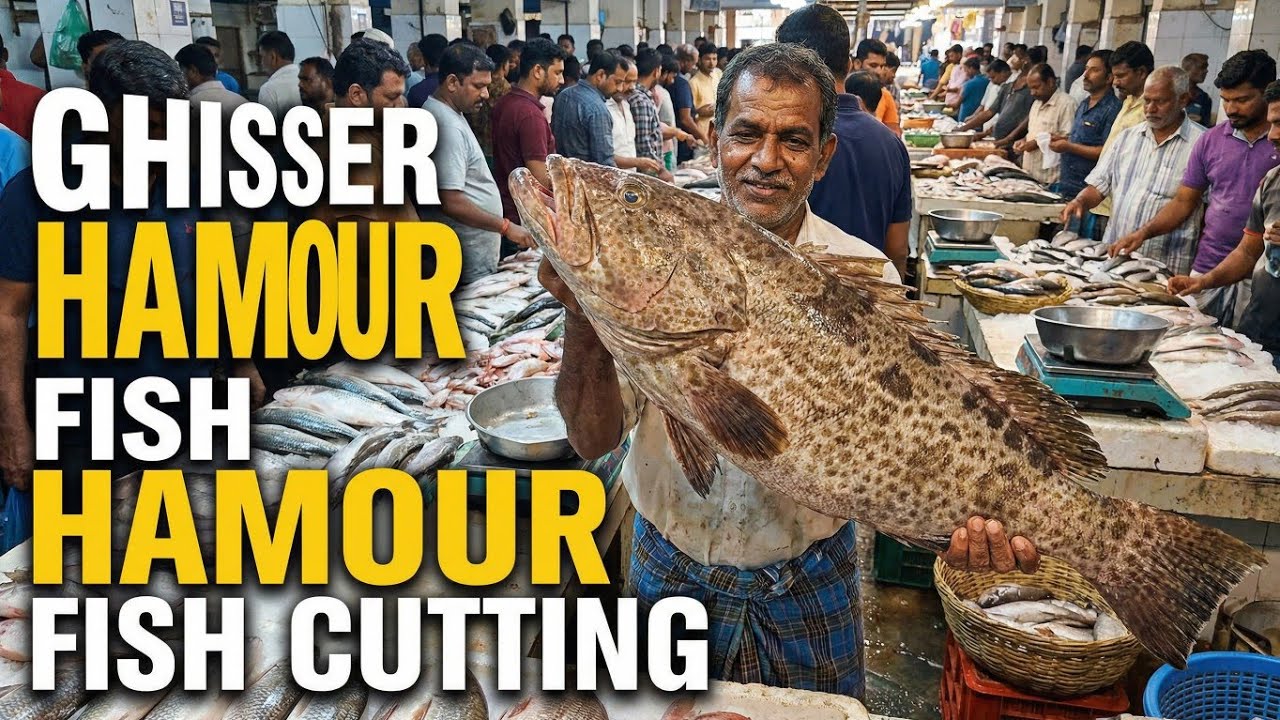 Expert Live Hamour Grouper Fish Cutting in Fish Market | Fish Cutting Skills 