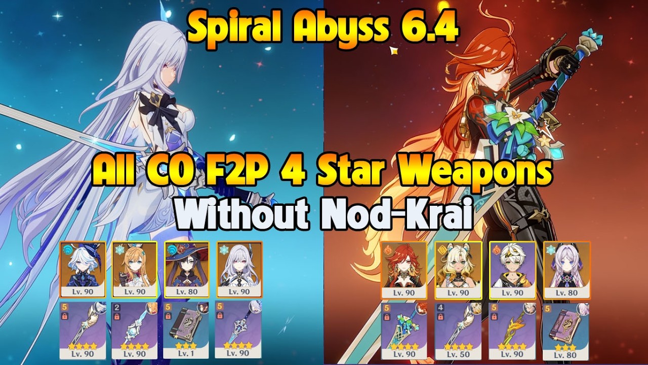 NEW SPIRAL ABYSS 6.4 C0 Skirk - C0 Mavuika F2P 4 Star Weapons Without Nod-Krai