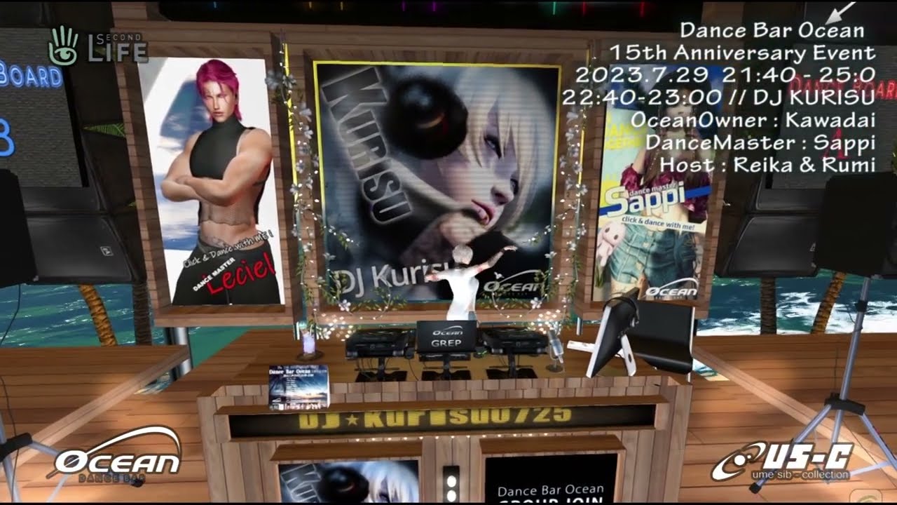DJ KURISU / Dance Bar Ocean - 15th Anniversary Event @ Second Life Live Events