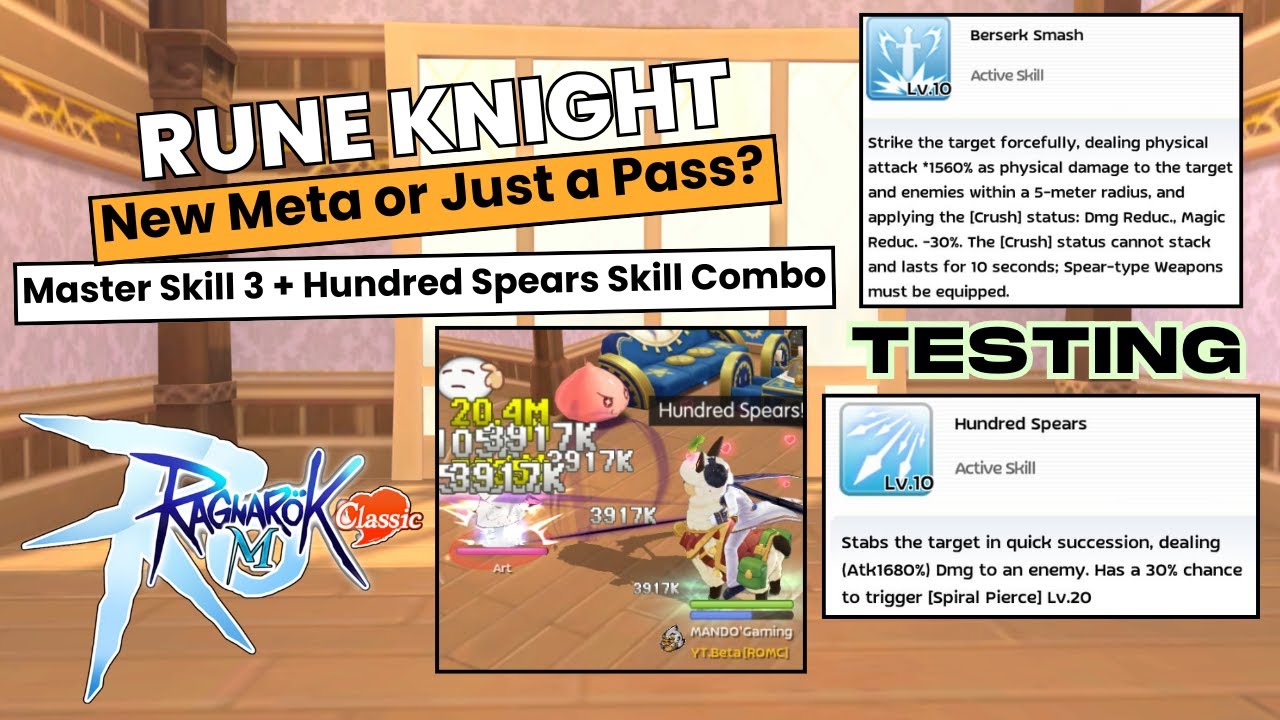 ROM Classic - Rune Knight Master Skill 3 + Hundred Spears Skill Combo | New Meta or Just a Pass?!