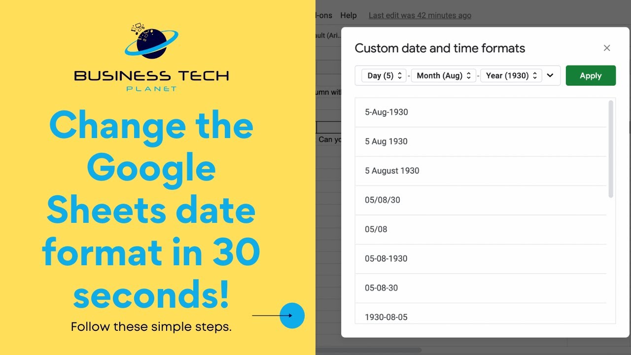 Change date format in Google Sheets - in less than 30 seconds!