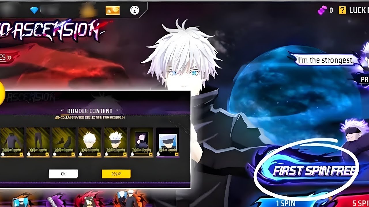 Gojo Ascension Event Free Spin Trick 💥😮| free fire new event | ff new event | new event free fire