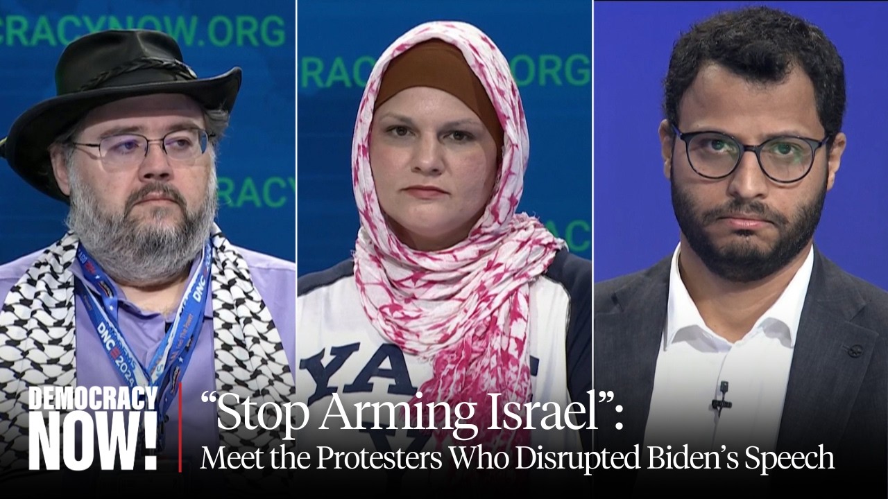 “Stop Arming Israel”: Meet the DNC Delegates Who Unfurled Banner During Biden Speech