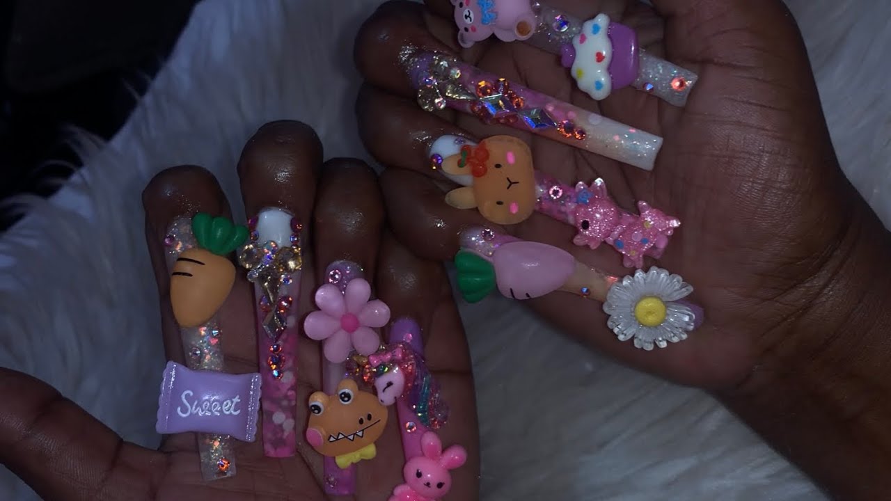 XXXL KAWAII FULL SET 💕💕++| acrylic nail tutorial