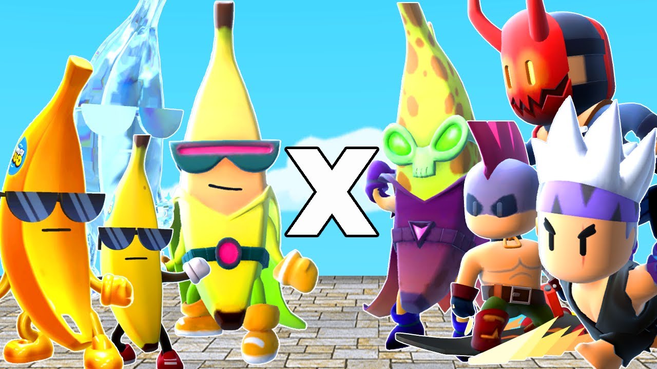 BANANAS HEROIS X BANANA VILÕES | QUEM TOCAR NA COR PROIBIDA RODA A ROLETA NO STUMBLE GUYS