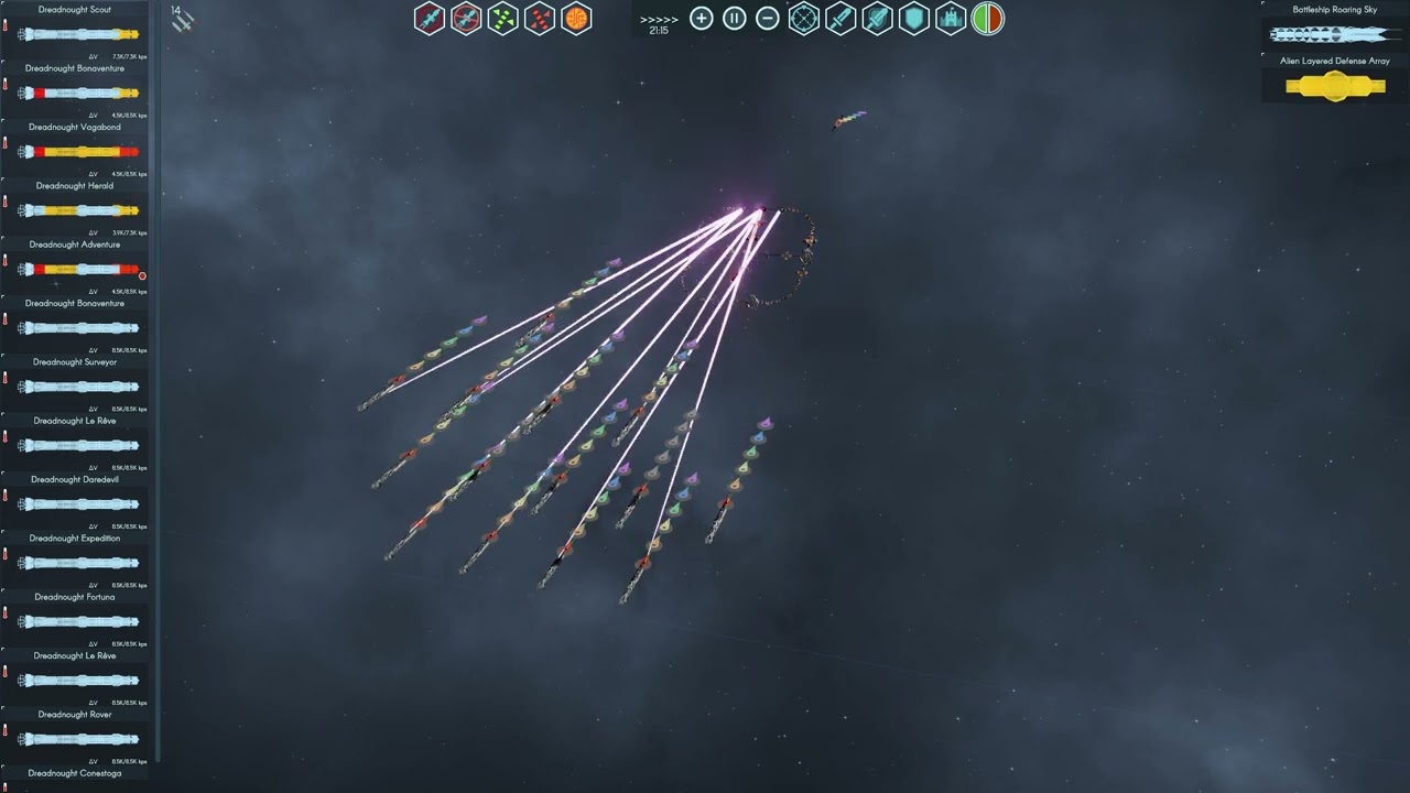 A Wall of Laser Dreadnoughts Melt Away Superior Alien Ships and Station in Terra Invicta