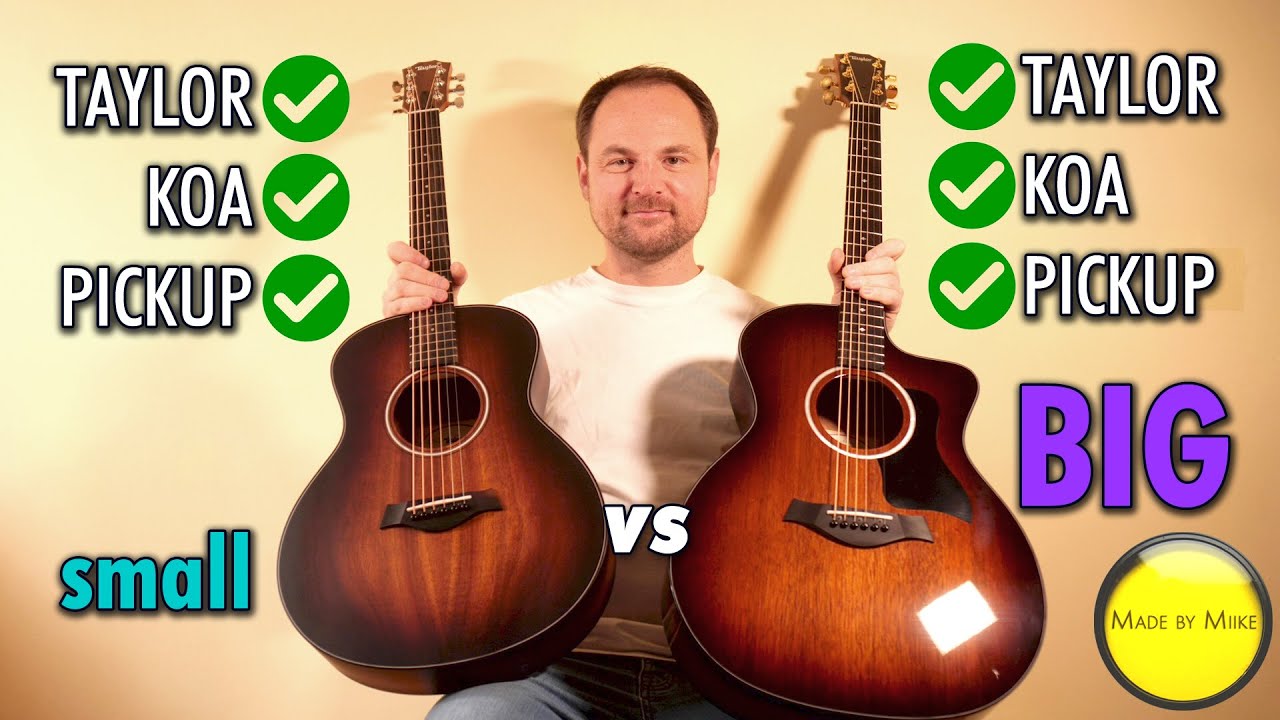 Sound Comparison: SMALL vs. BIG GUITAR (Taylor GS Mini-e Koa vs. Taylor 224ce-K DLX) [No Talking]