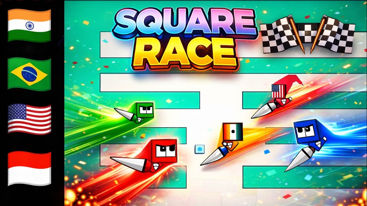 Square race // choose your Flag 🇮🇳🇺🇸🇧🇷🇮🇩 // #game #mobilegame #2026  #foryou 