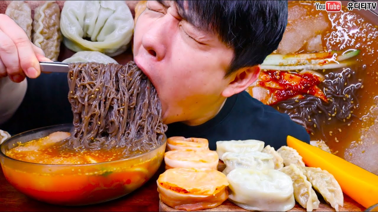 ASMR 살얼음동동 물냉면 & 김치왕만두 & 고기왕만두 & 갈비만두 & 통단무지 먹방 KOREAN COLD NOODLES & KIMCHI DUMPLING REAL MUKBANG