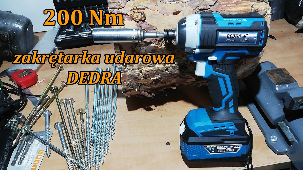 Zakrętarka udarowa DEDRA 200Nm na akumulator 18V, wkręcanie, wiercenie, TEST w terenie, UNBOXING