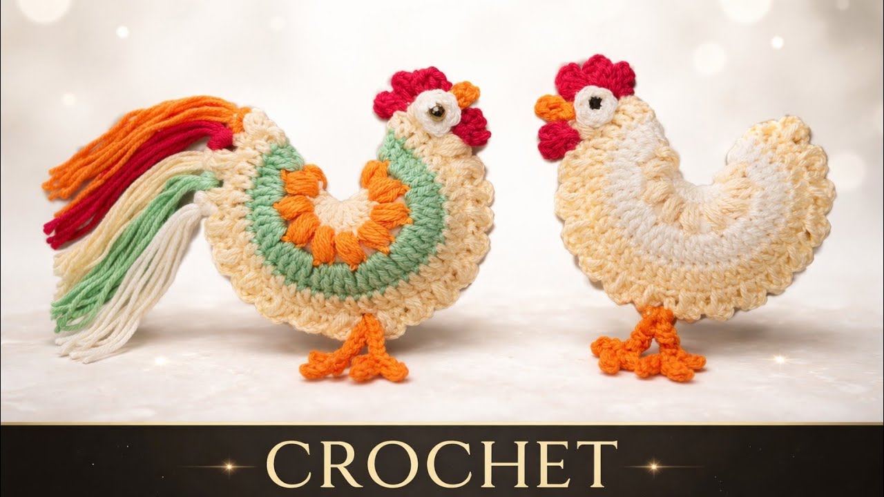 🐔 Crochet FACILE : Poule & Coq trop mignons (Spécial Pâques 🐣)