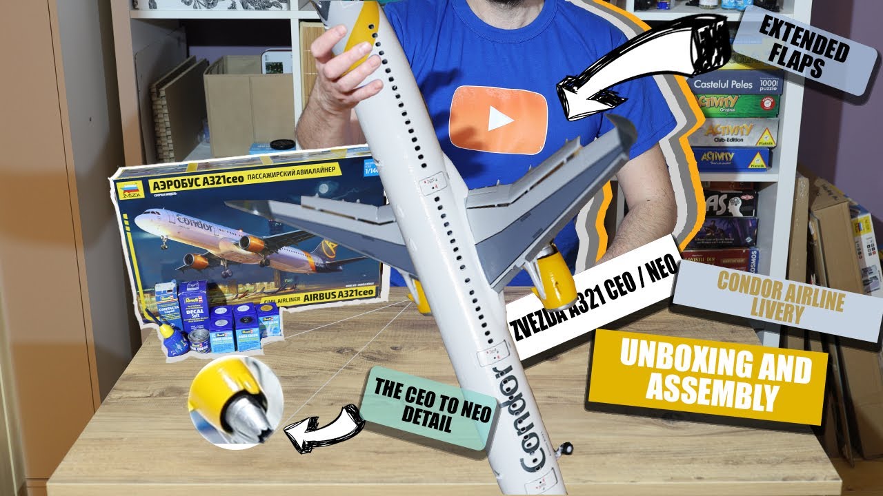 Unboxing / Assembly AIRBUS A321 NEO / Zvezda 1/144 scale / Condor Airline / flaps and slats extended