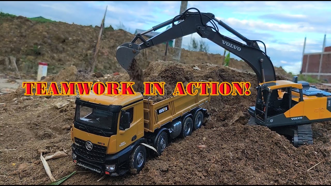 Dump Truck and Excavator Working Together  Construction Vehicles in Action