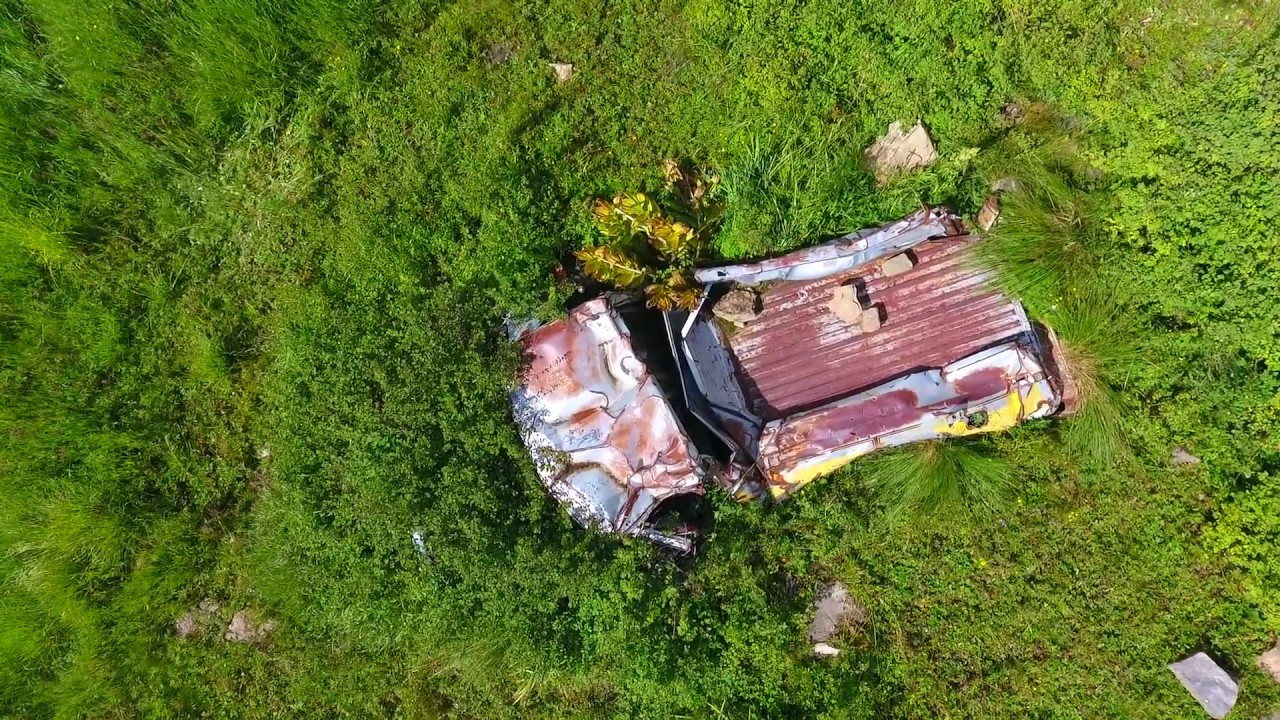 Drone flight: crashed cars off 500 foot cliff - million dollar highway