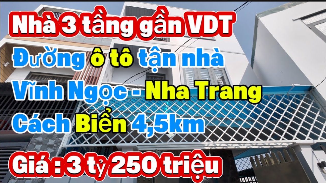 Nhà 3 tầng gần khu đô thị Vĩnh Điềm Trung , Vĩnh Ngọc Nha Trang . Giá 3 tỷ 250 triệu