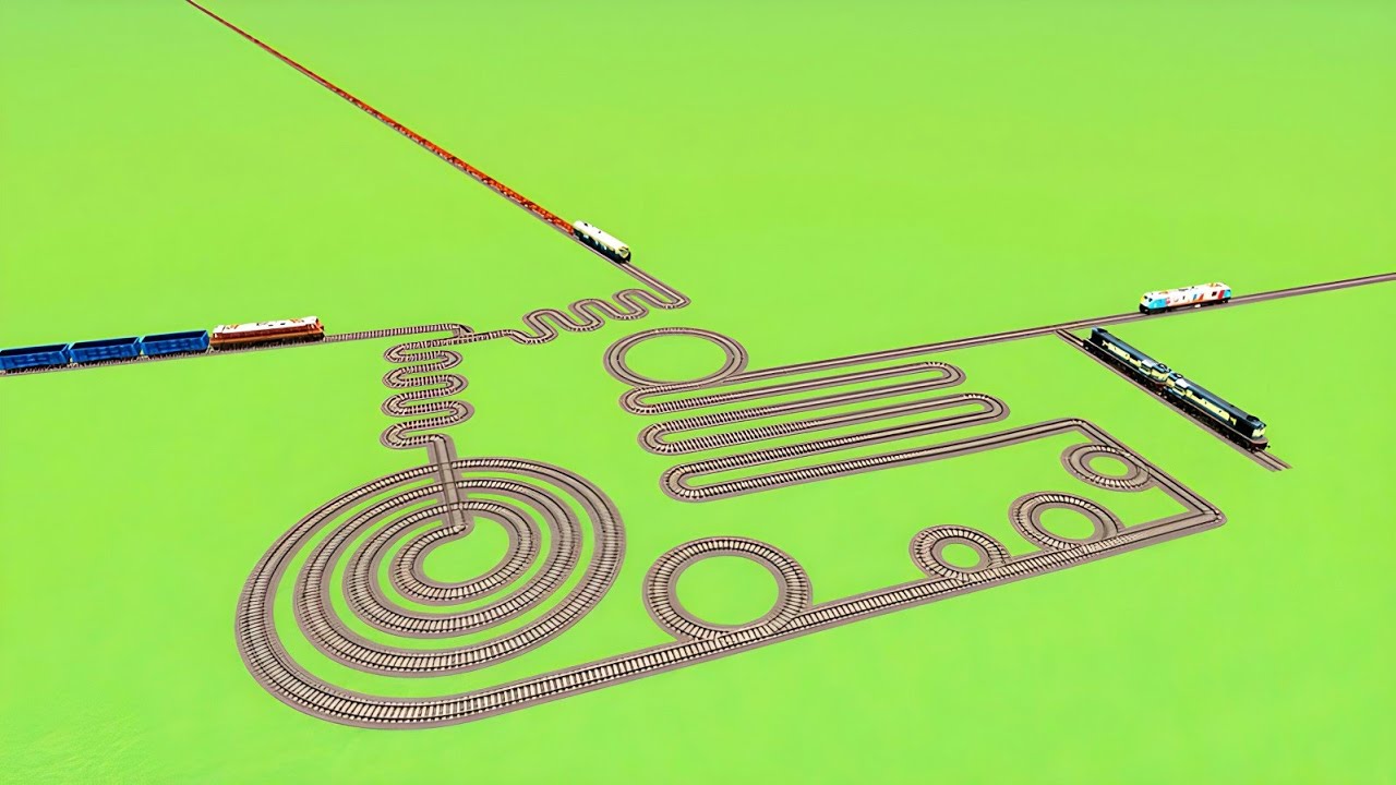 TRAIN CROSSIN🐍SANKE TRACK CIRCLE U TRUN ZIG ZAG💝RAILROAD RAILWORKS BEANG DRIVE 