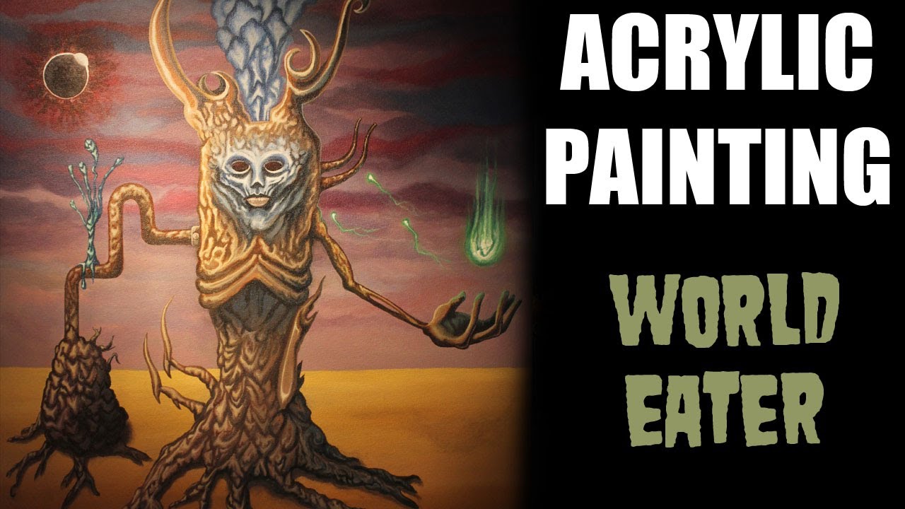 Acrylic painting workflow- Surreal/ fantasy speed painting process.