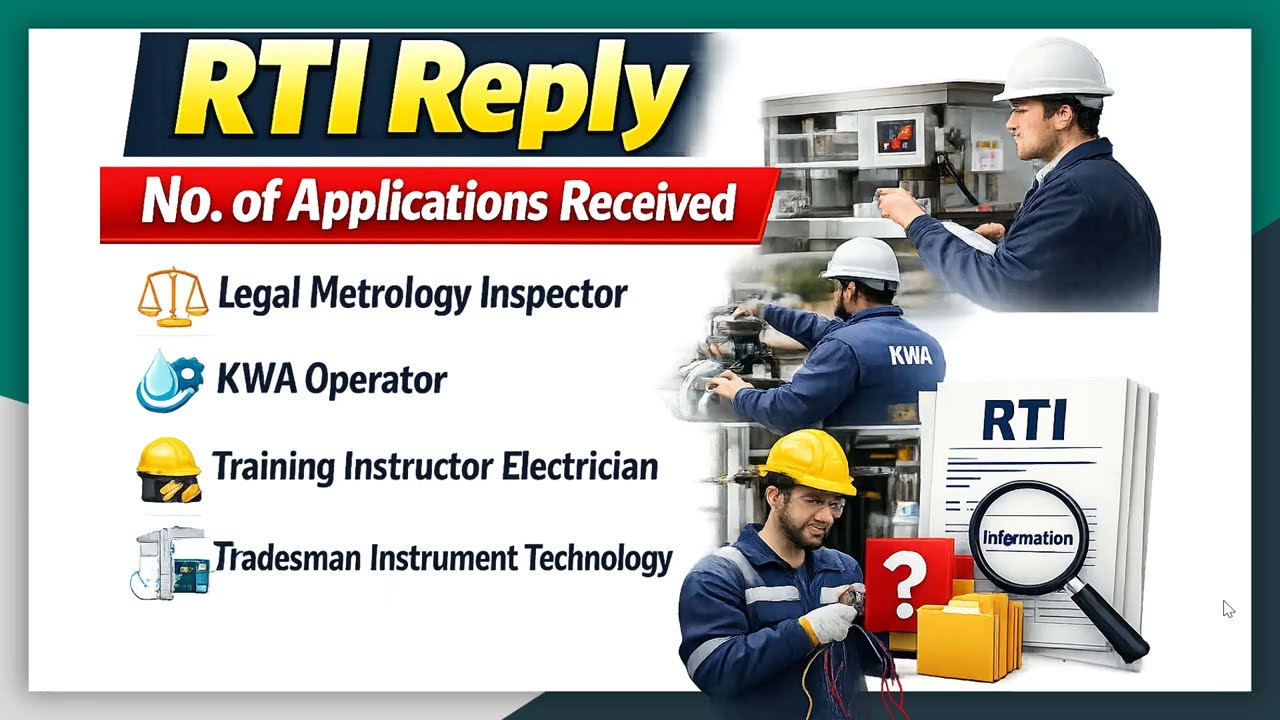 KWA Operator | Legal Metrology Inspector | ITI Electrician| No. of Applications Received | RTI Reply