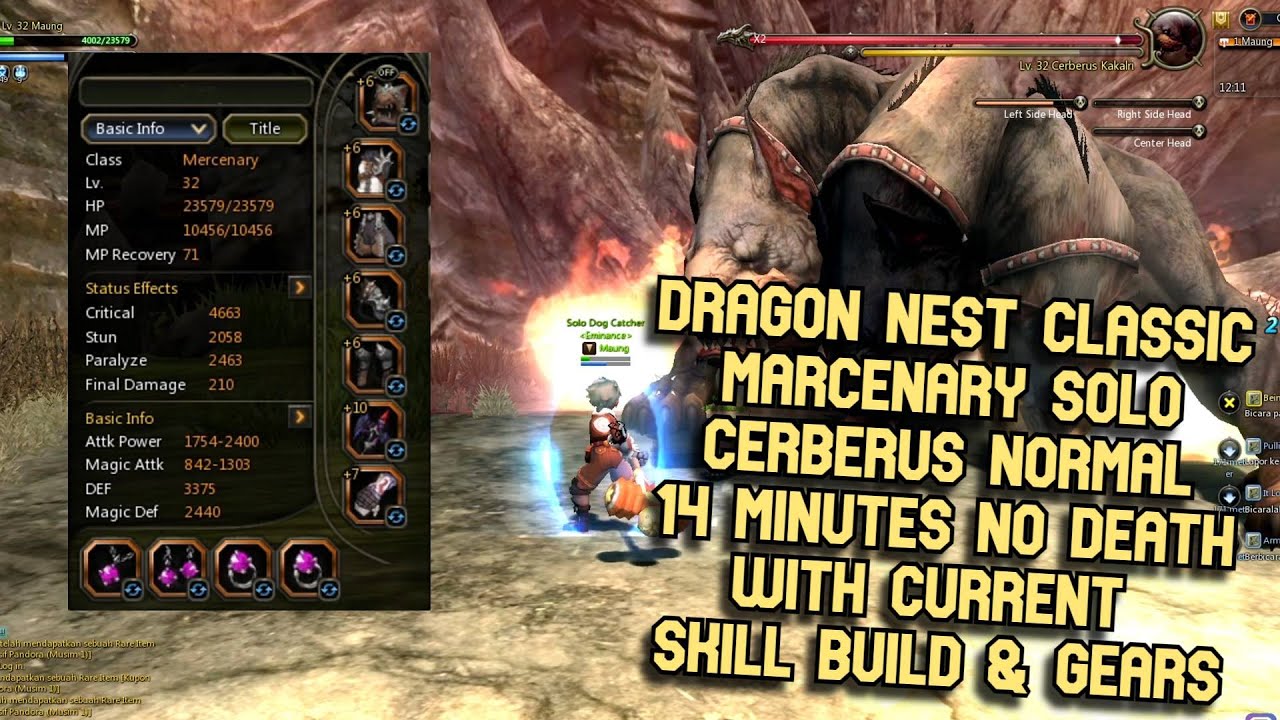 DN Classic Marcenary Solo Cerberus Normal 14 Minutes No Death With Current Skill Build & Gears