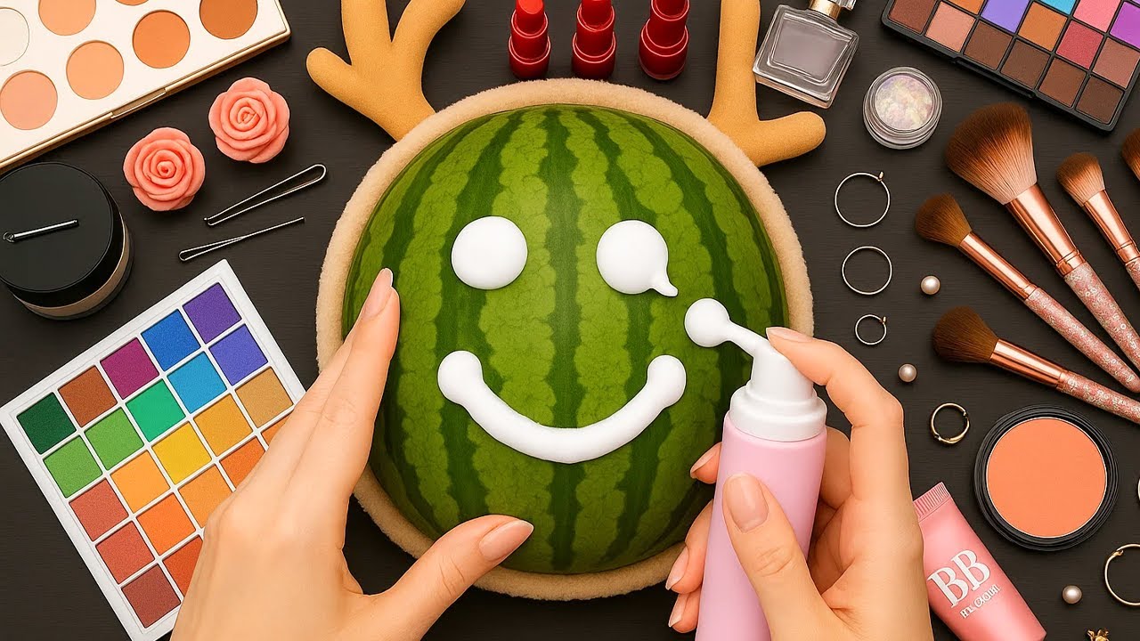 ASMR Makeup on Watermelon 🍉 (No Talking)
