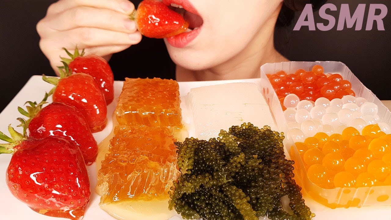 MOST POPULAR FOOD FOR ASMR PART1 *HONEYCOMB, ALOE VERA, POPPING BOBA, TANGHULU, SEAGRAPE 러브LuvASMR