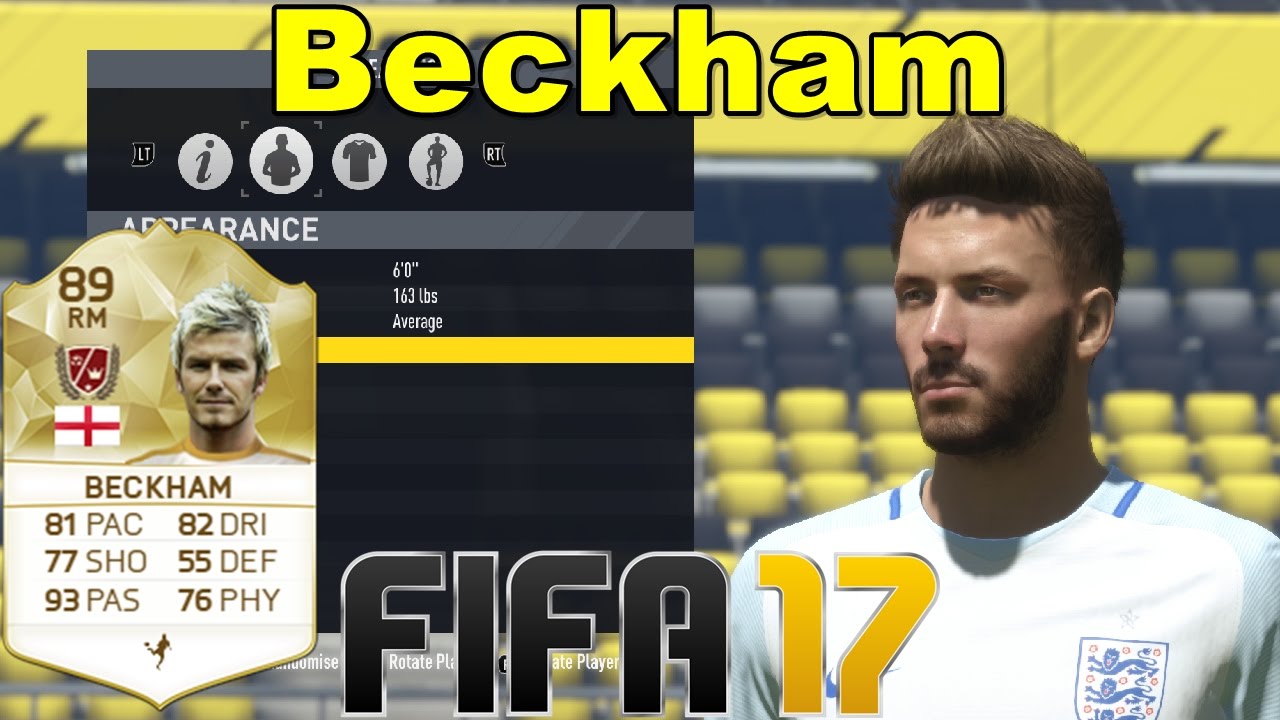 FIFA 17 - Beckham - Virtual Pro Look A Like Tutorial ( with Stats )