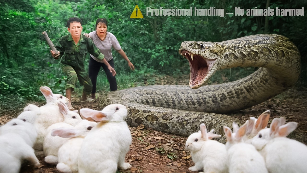 72 Hours Survival in the Forest – Giant Python Suddenly Appears Near the Rabbit Colony! 🐍😱