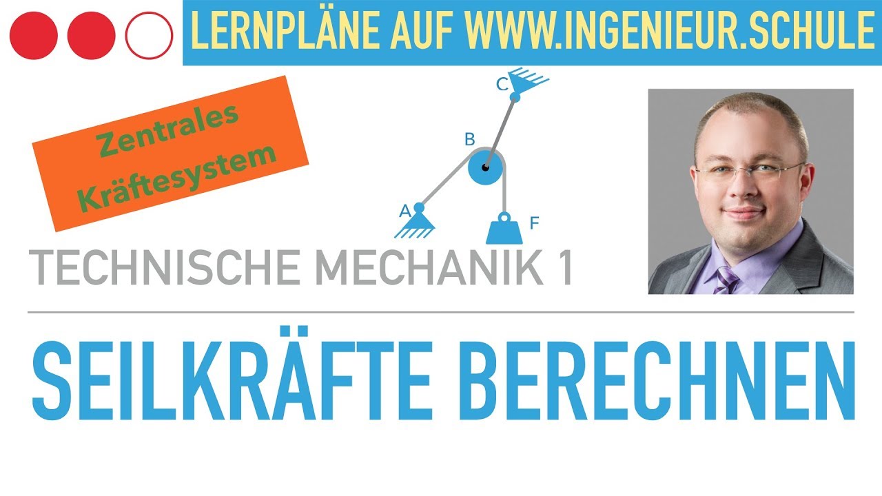 Seilkräfte berechnen, Zentrales Kräftesystem, Rolle – Technische Mechanik 1