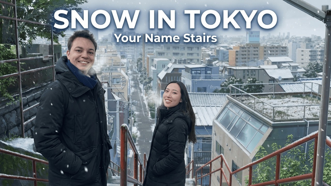 Rare Snow in Tokyo ❄️ Suga Shrine, Your Name Stairs & Shinjuku Gyoen