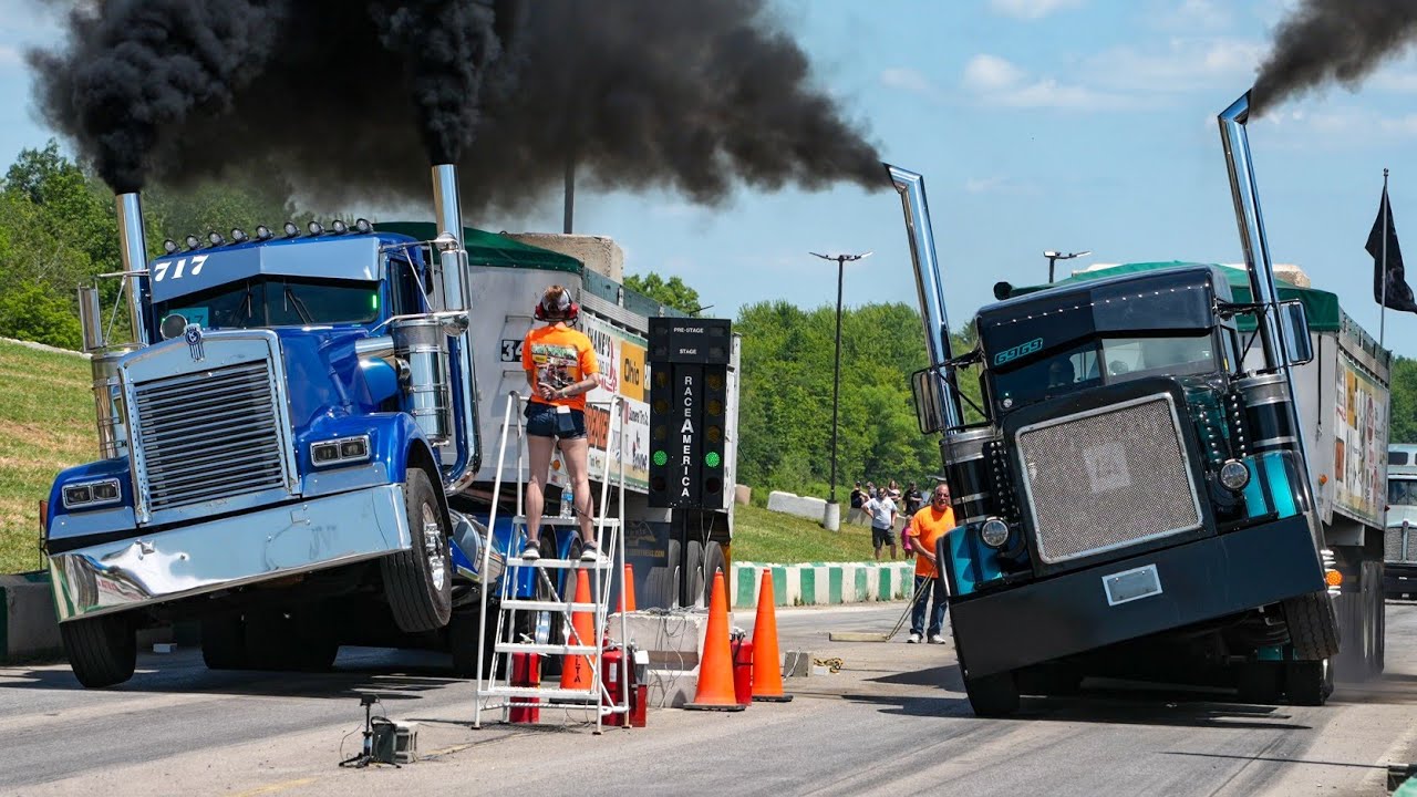 This is INSANITY! LOADED Uphill SEMI DRAG RACING! Unc's Semi Stampede June 2025. 