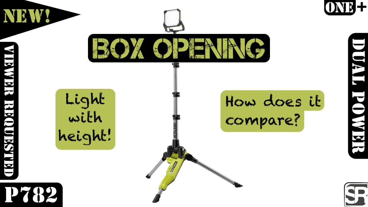 Ryobi 18-Volt ONE+ Cordless Hybrid 2700 Lumen Dual Powered Tripod Stand LED Light - P782 Box Opening
