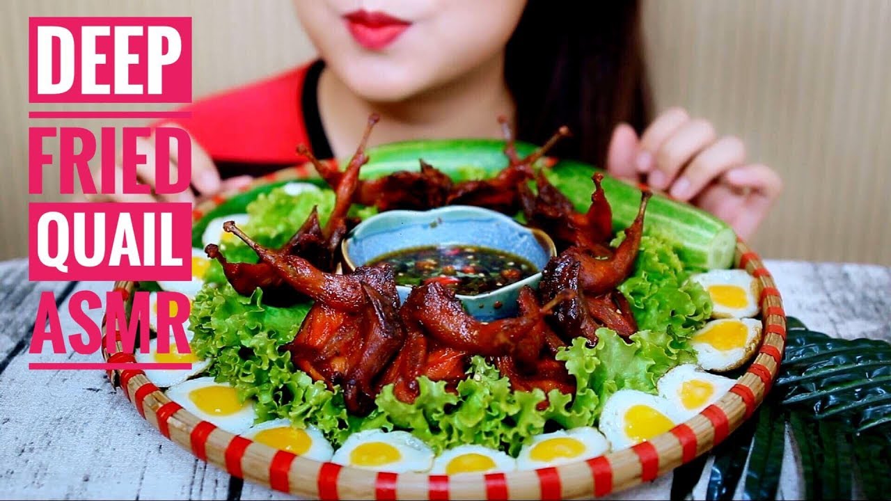 ASMR Deep Fried Quail , EATING SOUNDS | LINH-ASMR