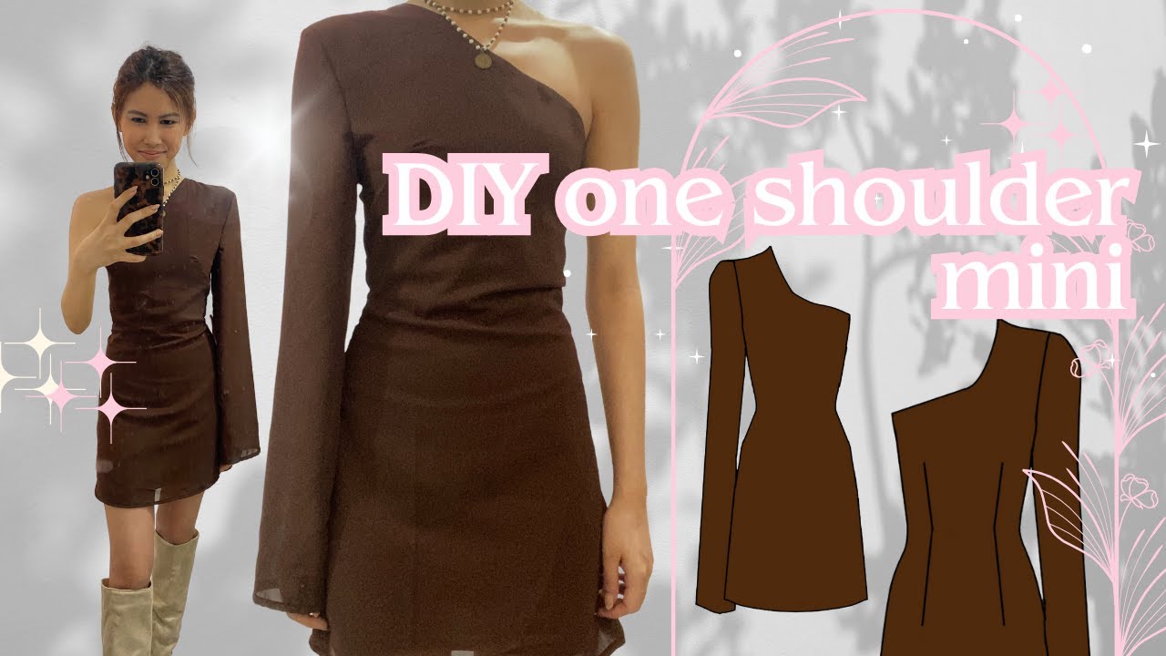 DIY one shoulder dress with side zipper &ndash;sewing, patterning