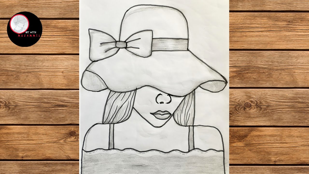 Stylish Girl with Hat Pencil Drawing | Easy Art Tutorial