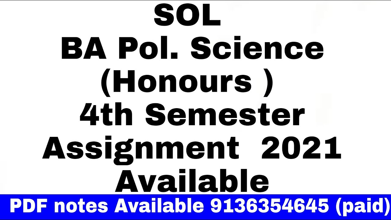 SOL BA Political science honours 4th semester solved assignment || 4th semester solved assignment